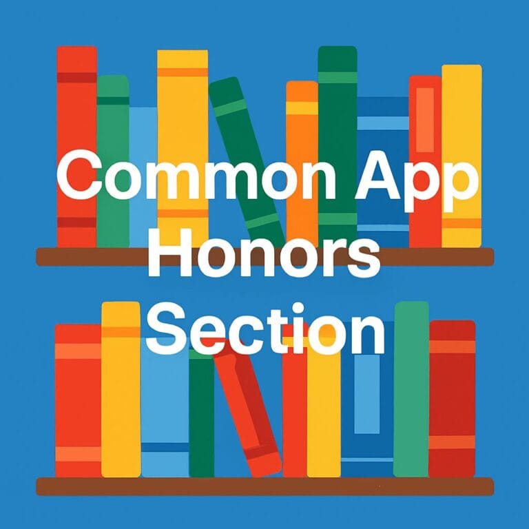 Poster of written Common App Honors Section with books background