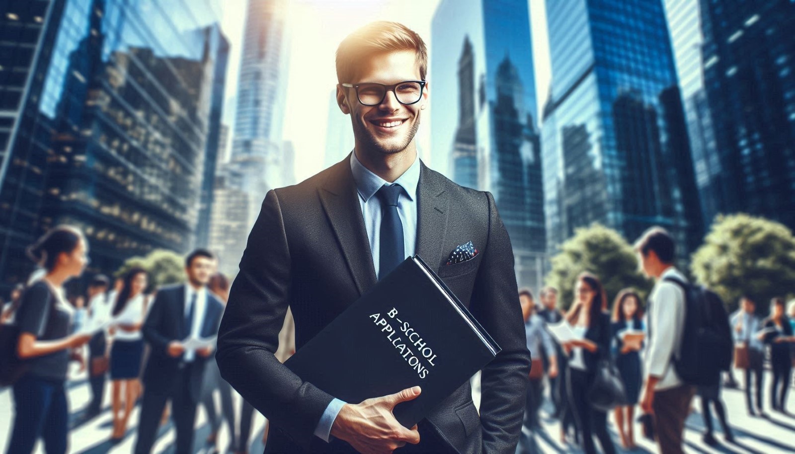 Confident student preparing B-School applications for top business school admission.