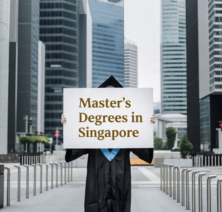 Student exploring options for master’s degrees in Singapore at a modern university campus