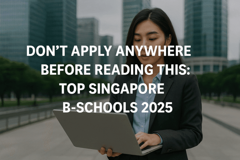 Infographic showcasing top Singapore B-Schools with key highlights and success metrics