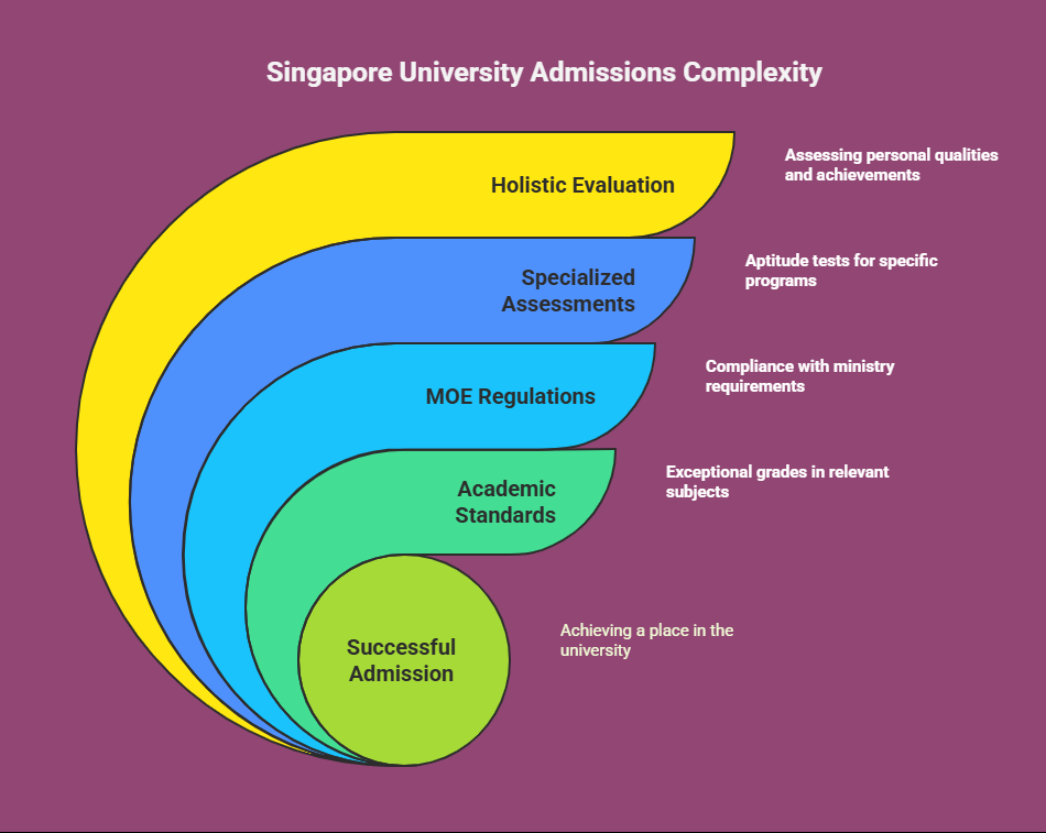 Visual diagram showing key stages of Singapore university admissions process