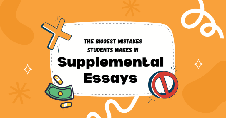 Student writing supplemental essays with college application checklist