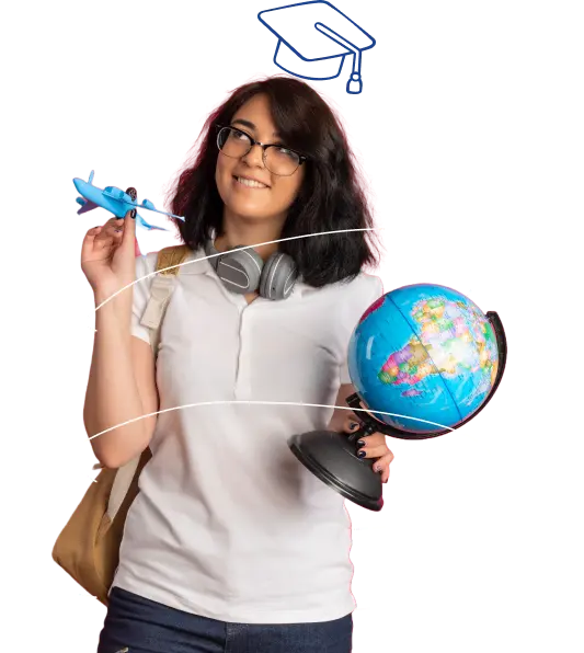 Student with Globe
