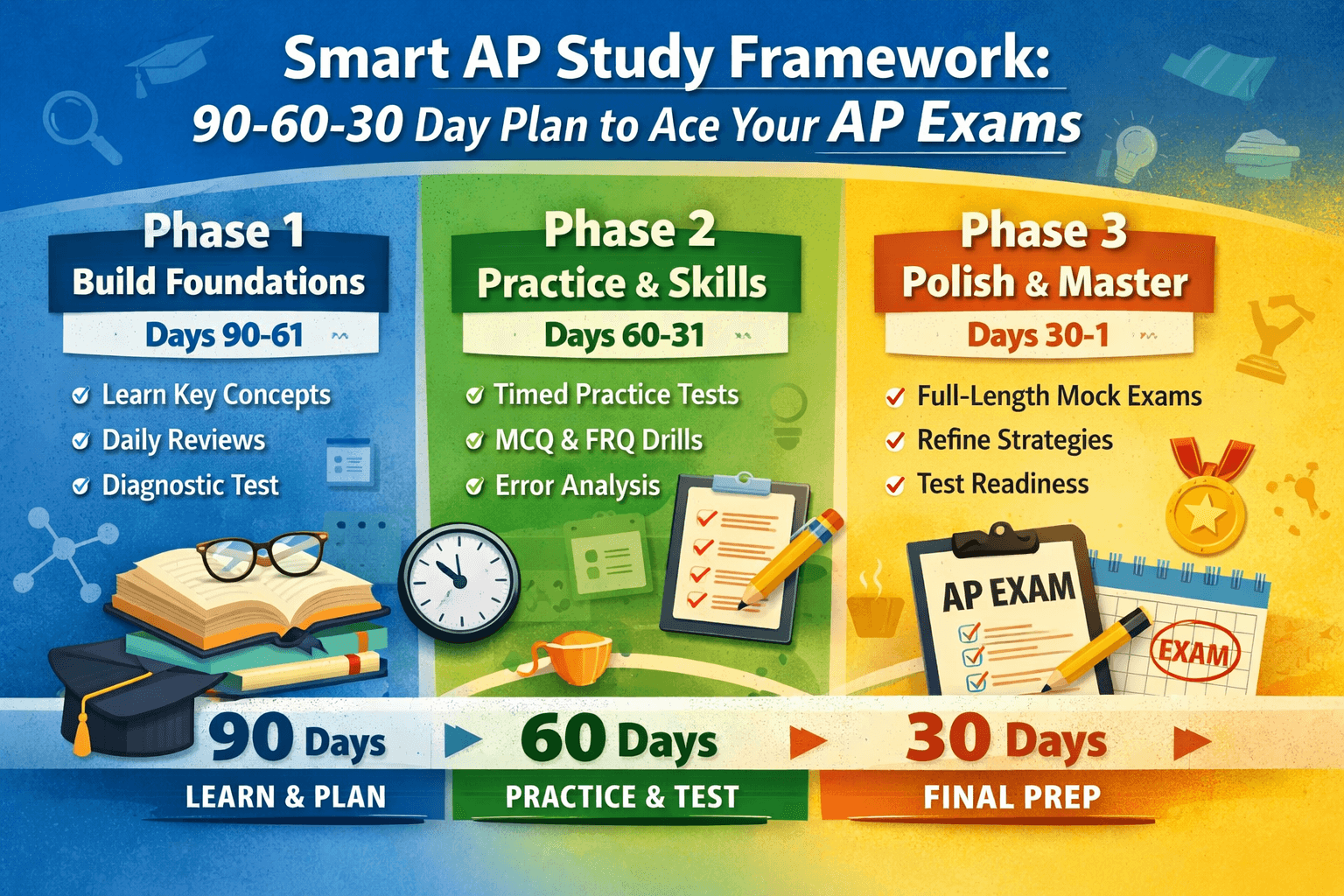 Smart AP Study Framework: 90-60-30 Day Plan to Ace AP Exams